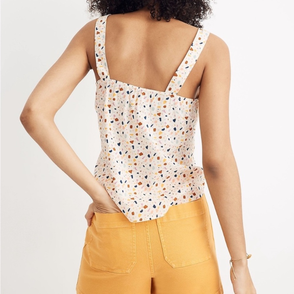 Madewell Tie-Front Cami Top in Terrazzo Cotton Blend - Picture 3 of 12